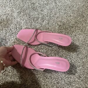 pink zara rhinestone heels